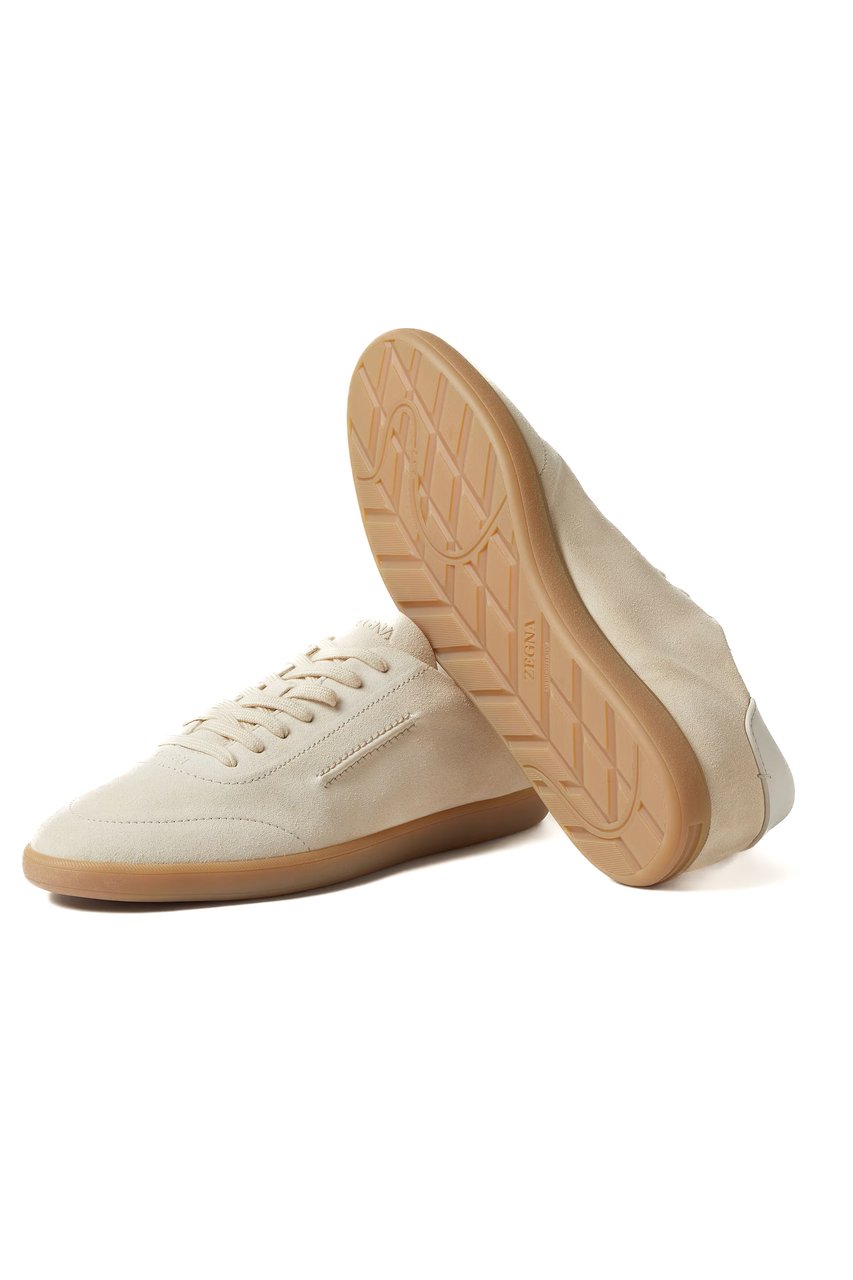 Zegna 232 Deconstructed Premium Suede Sneakers Neutraal