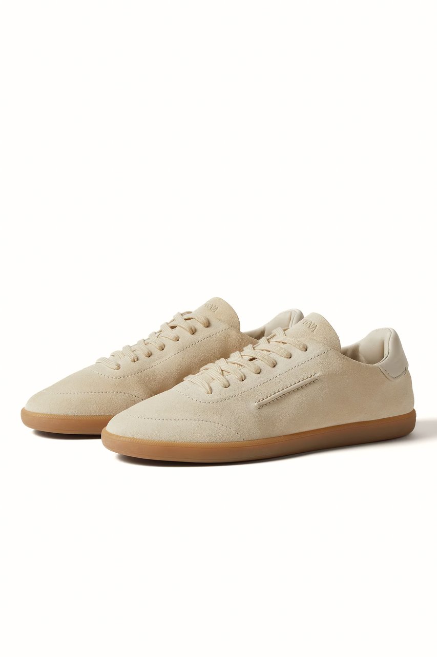 Zegna 232 Deconstructed Premium Suede Sneakers Neutraal