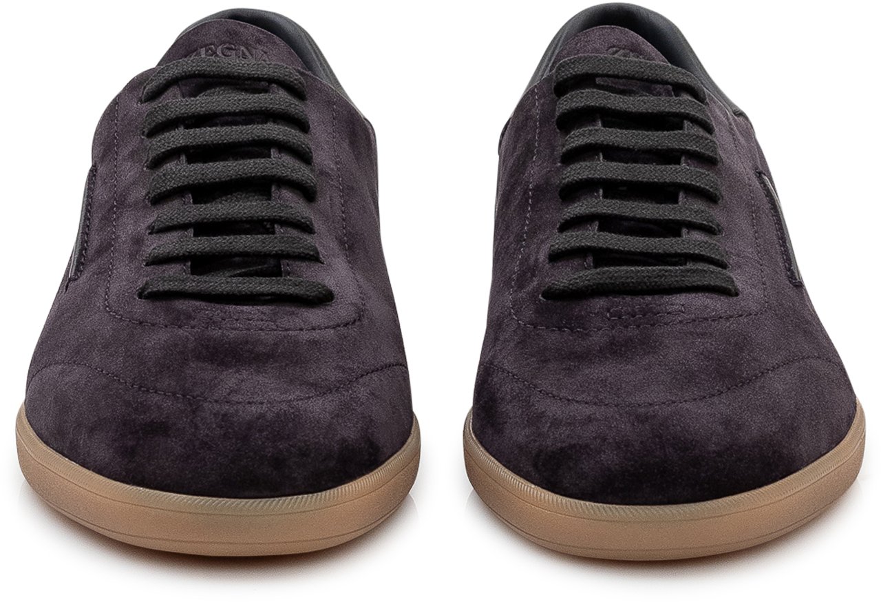 Zegna Sneakers Low Top con Lacci Donkergrijs