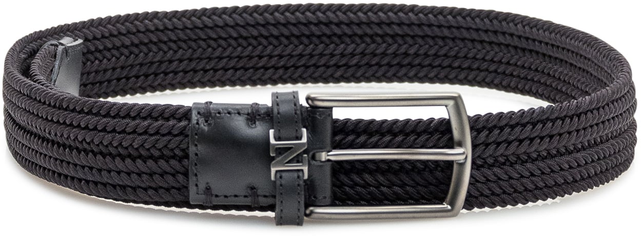 Zegna Zegna Cintura Intrecciata in Tessuto Nero Zwart