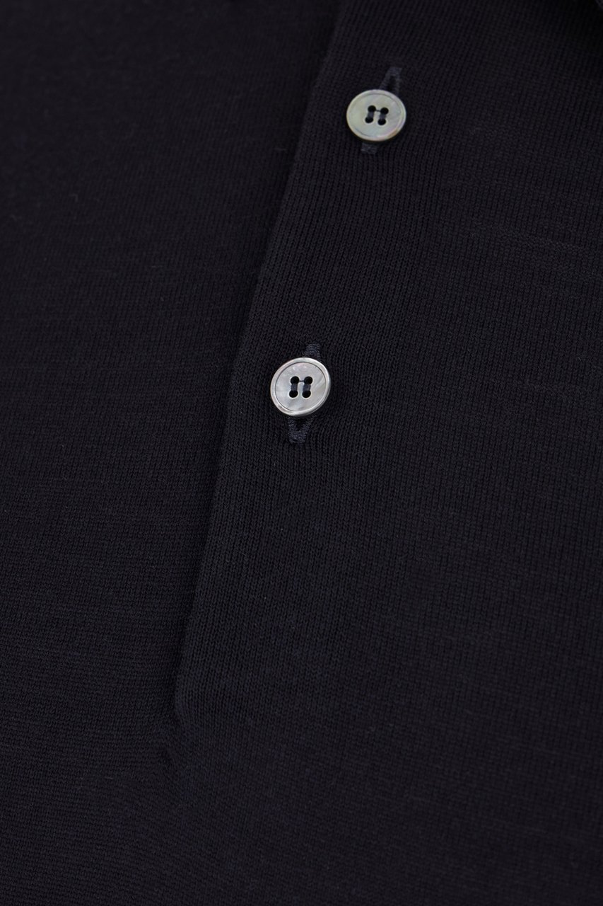 Zegna Zegna Midnight blue wool polo shirt Blauw