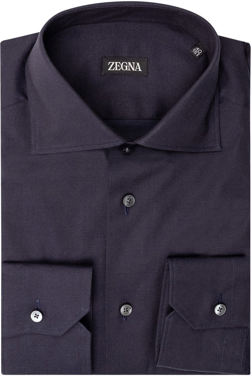 Zegna Camicia Sartoriale Con Colletto Classico Navy
