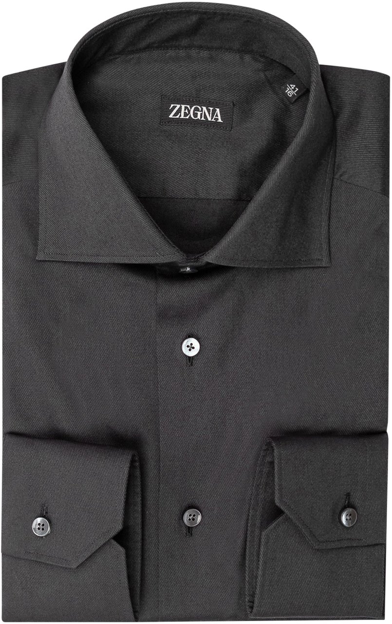 Zegna Camicia Sartoriale Con Colletto Classico Donkergrijs