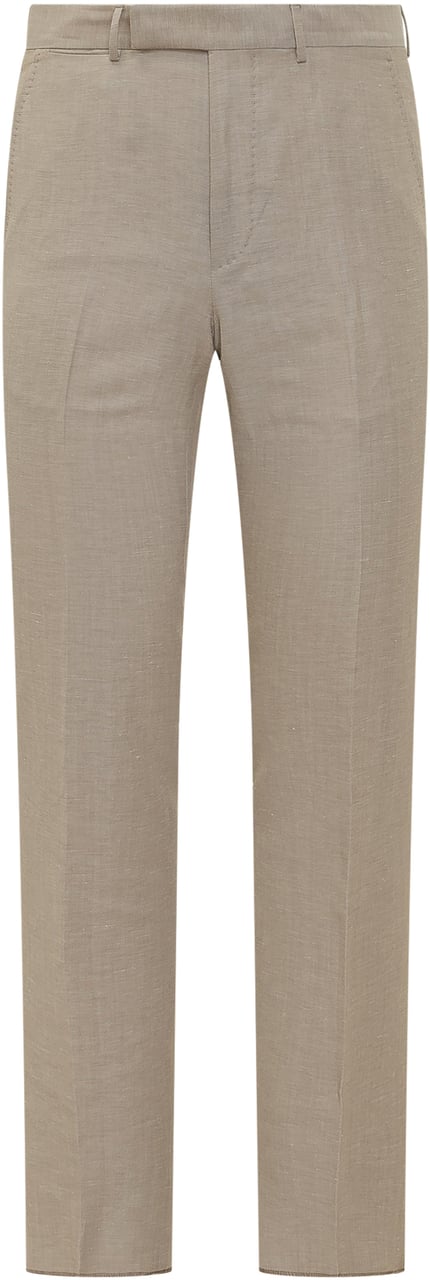 Zegna Pantaloni Dritti Leggeri Taupe