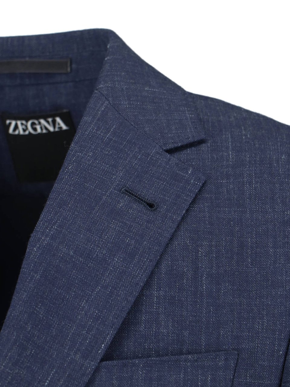 Zegna Navy Single-Breasted Wool-Linen Tailored Suit Blauw