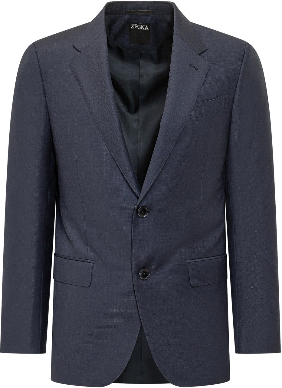 Zegna Giacca Uomo in Lana Navy