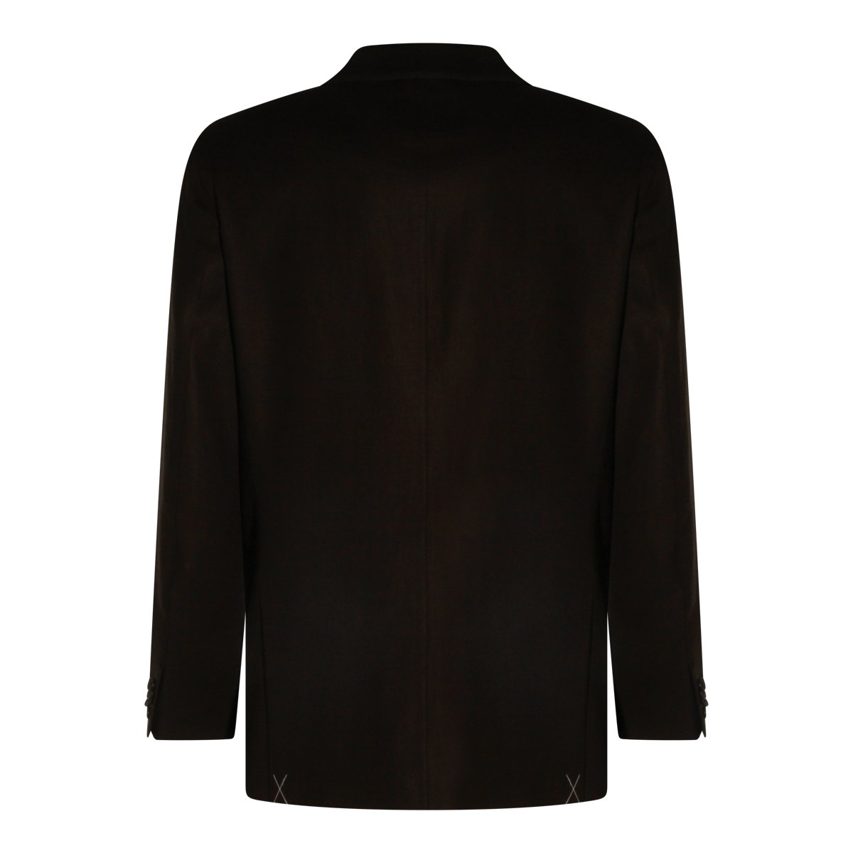 Zegna Brown Linen Blazer With Double-Breasted Closure And Tailored Silhouette Zwart