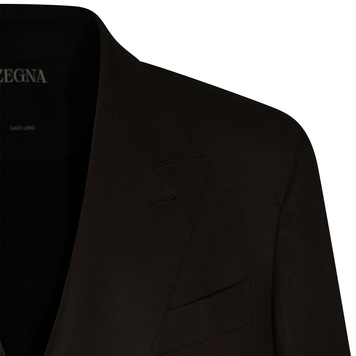 Zegna Brown Linen Blazer With Double-Breasted Closure And Tailored Silhouette Zwart