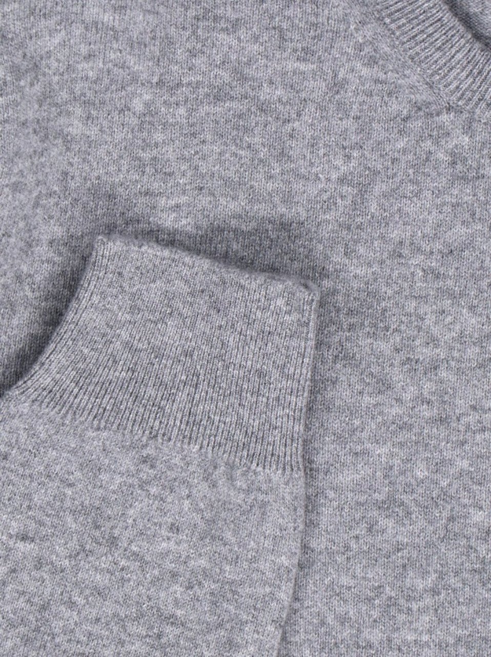 Zegna Cashmere Sweater Gray Crew Neck Ribbed Trim Grijs