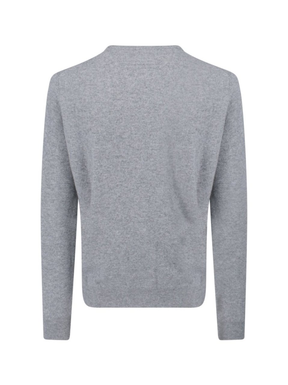 Zegna Cashmere Sweater Gray Crew Neck Ribbed Trim Grijs
