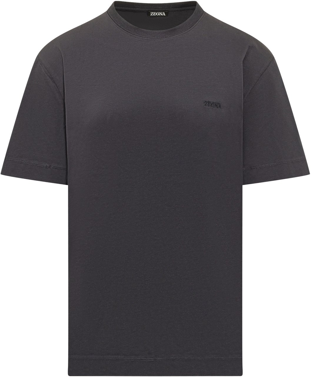 Zegna T-Shirt Con Girocollo Essenziale Donkergrijs