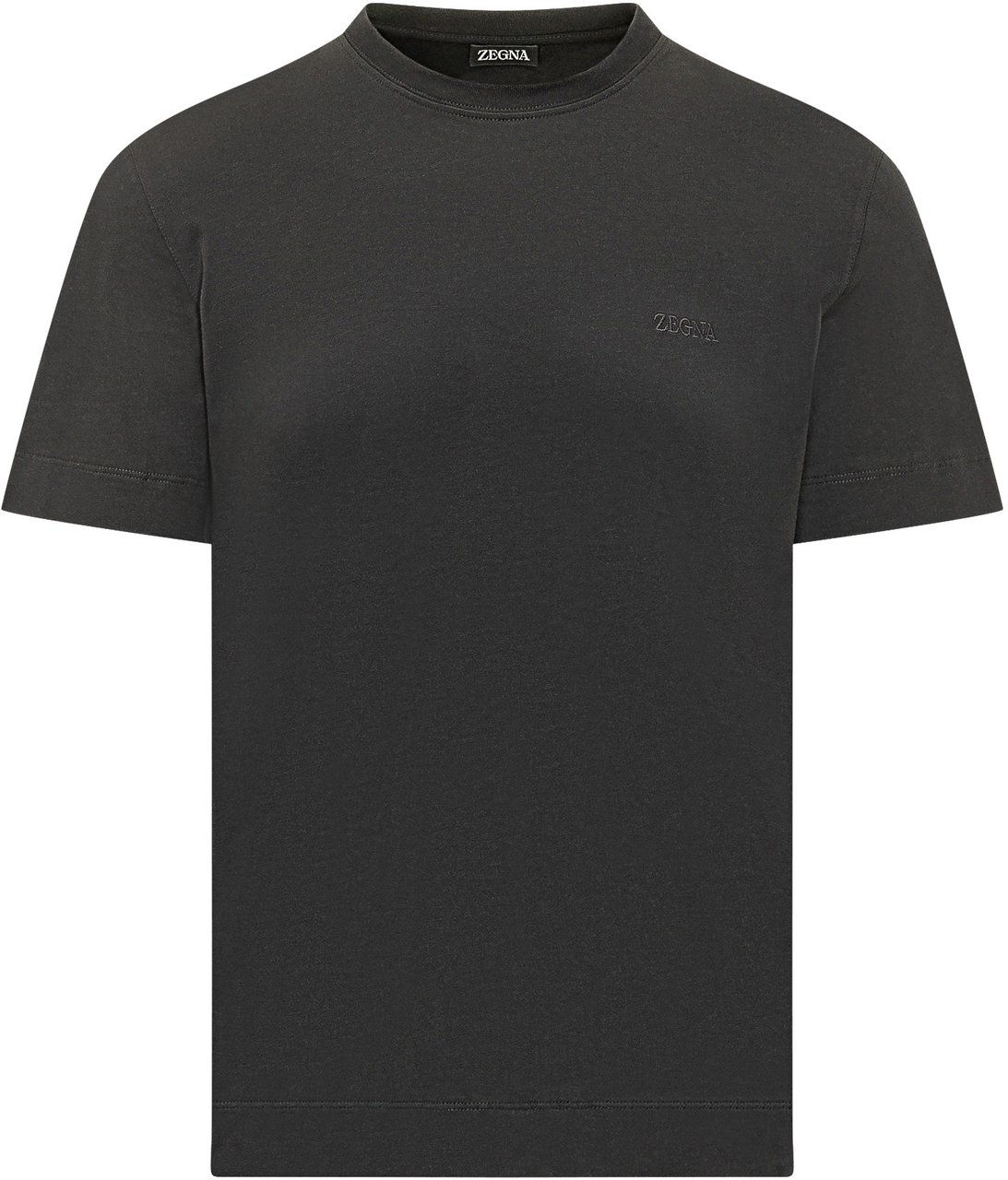 Zegna T-Shirt Girocollo Minimal Donkergrijs