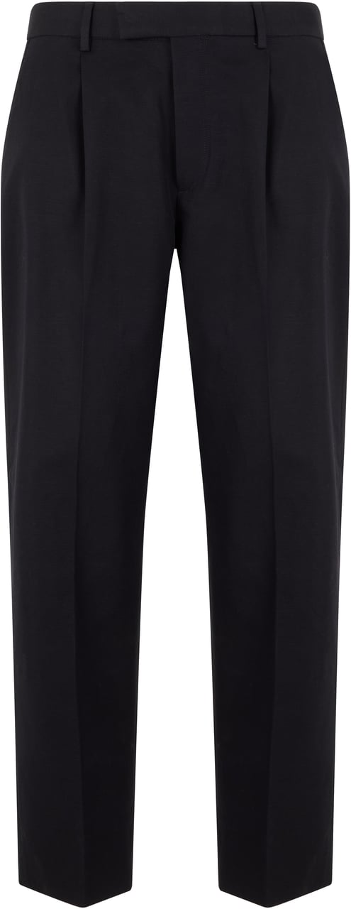 Zegna Cotton and linen pants Zwart