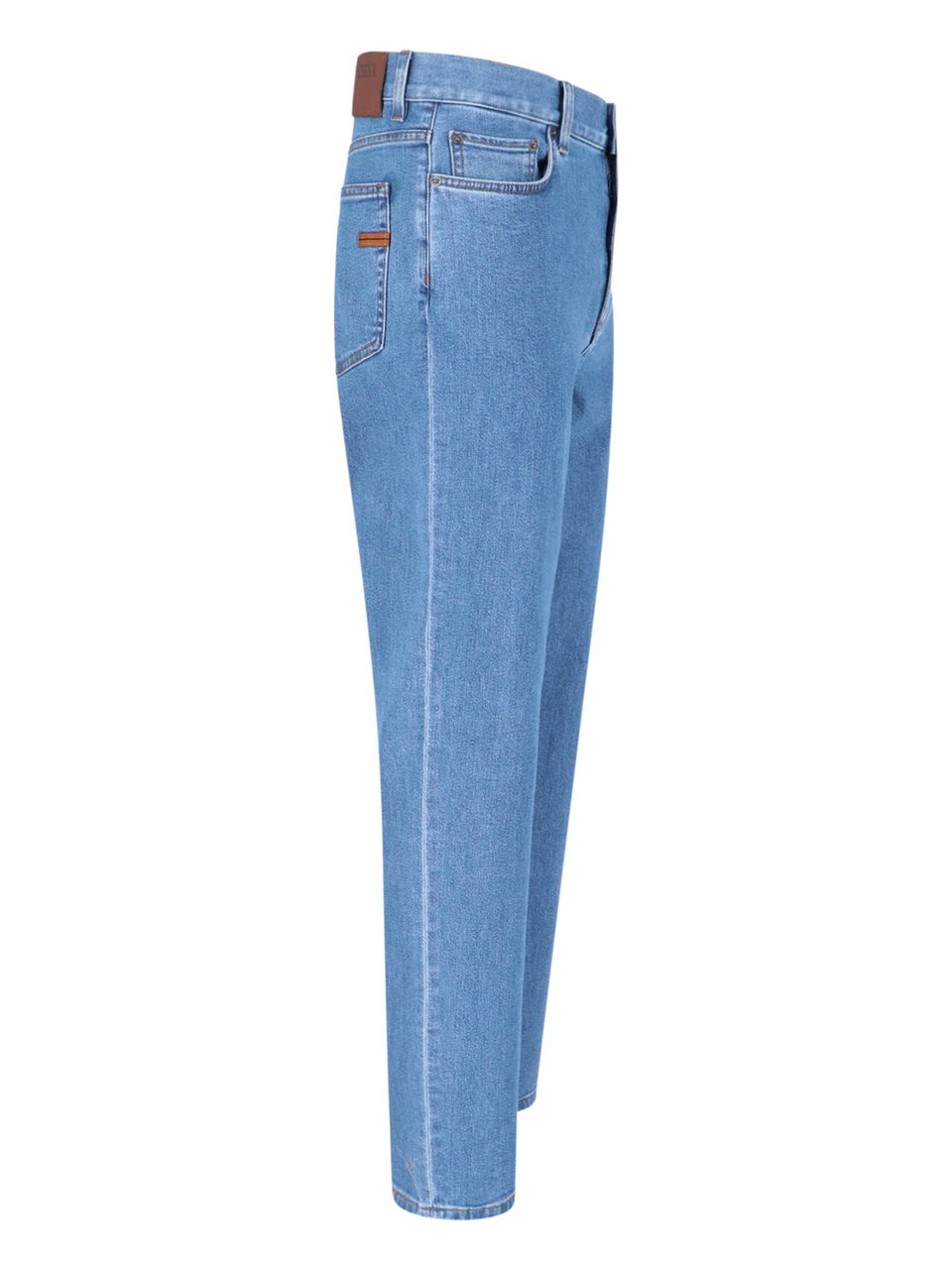 Zegna Blue High-Waist Cotton Denim Straight Jeans Blauw