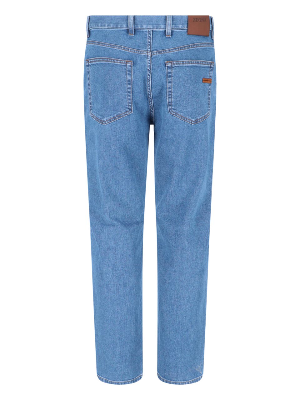 Zegna Blue High-Waist Cotton Denim Straight Jeans Blauw