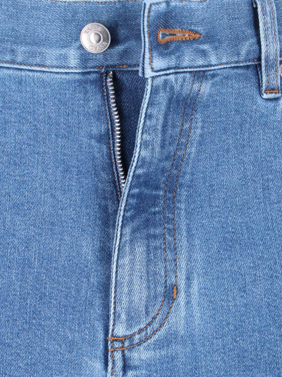 Zegna Blue High-Waist Cotton Denim Straight Jeans Blauw