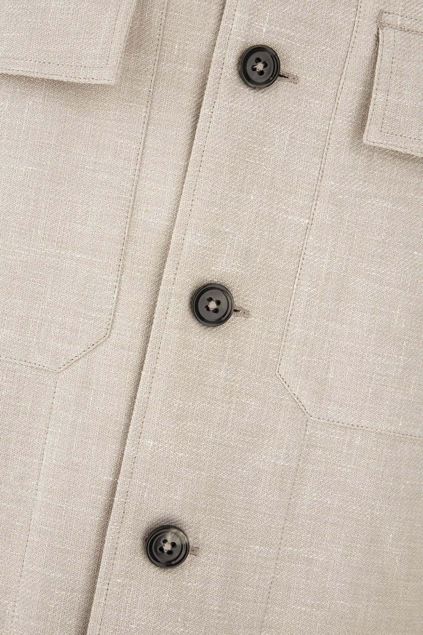 Zegna Zegna Sand stretch linen blend shirt Neutraal