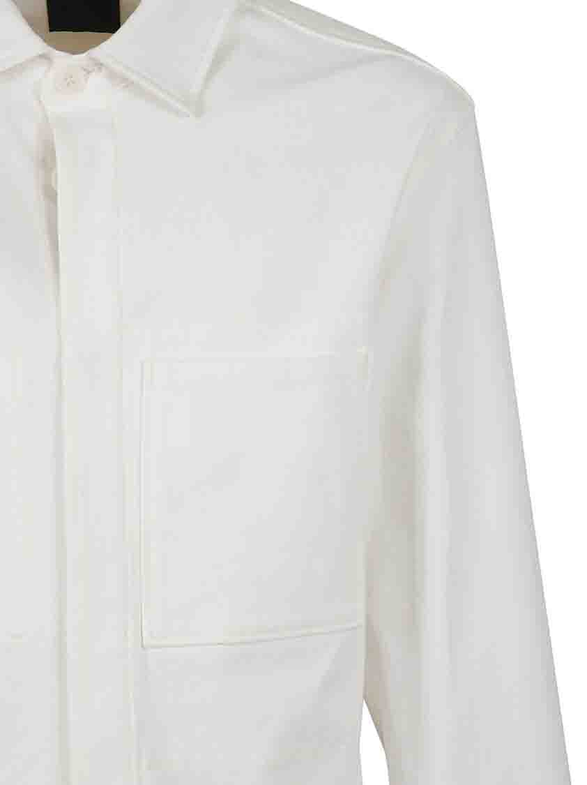 Zegna Button-Down White Shirt With Chest Pocket Wit