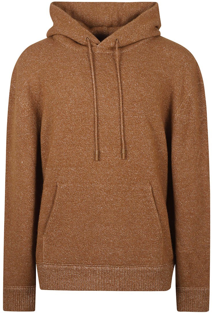 Zegna Relaxed Fit Brown Cashmere Blend Sweater Bruin