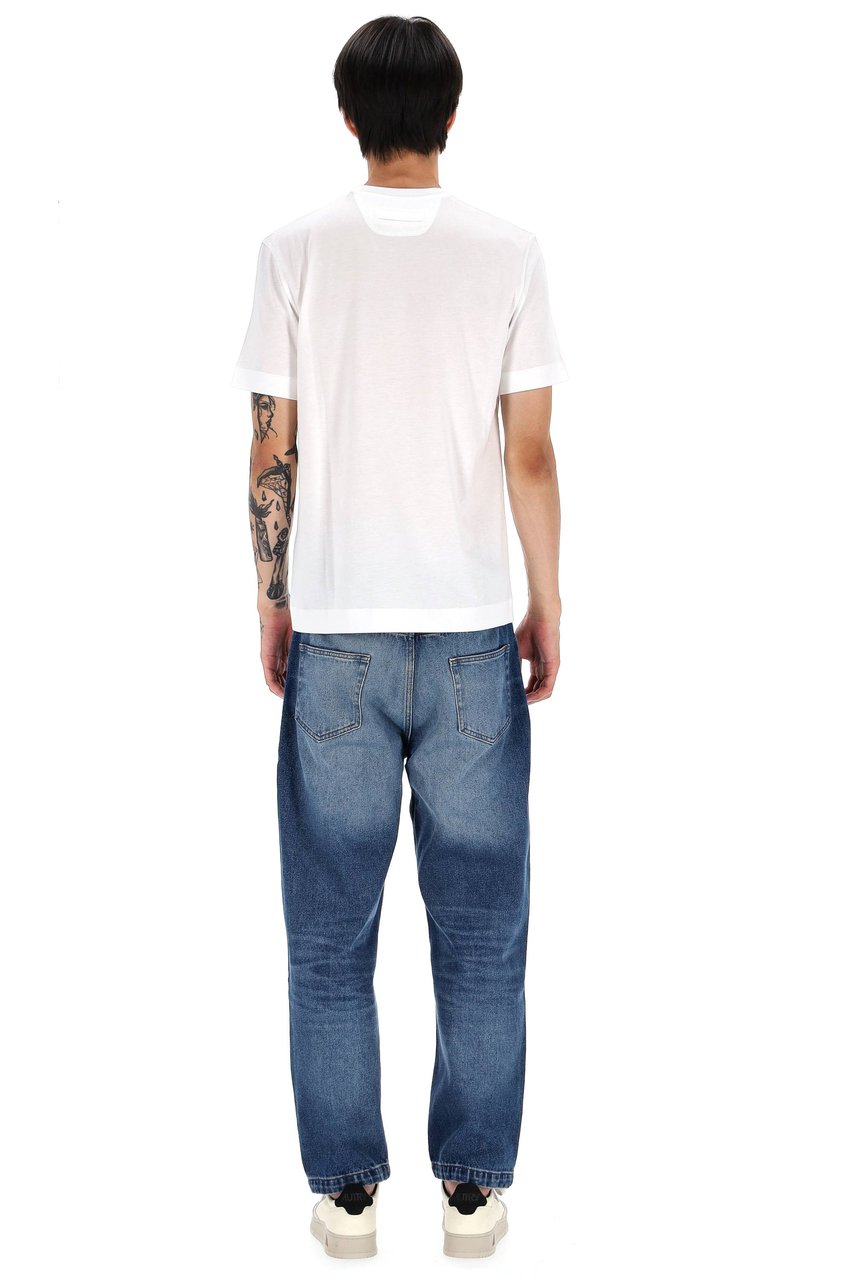 Zegna Premium White Cotton Jersey T-Shirt with Subtle Embroidery Wit