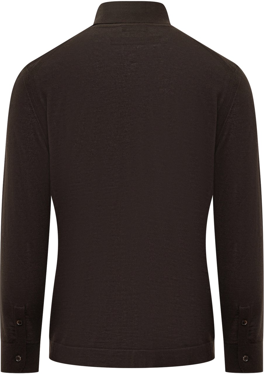 Zegna Camicia Marrone in Lana Zegna Bruin