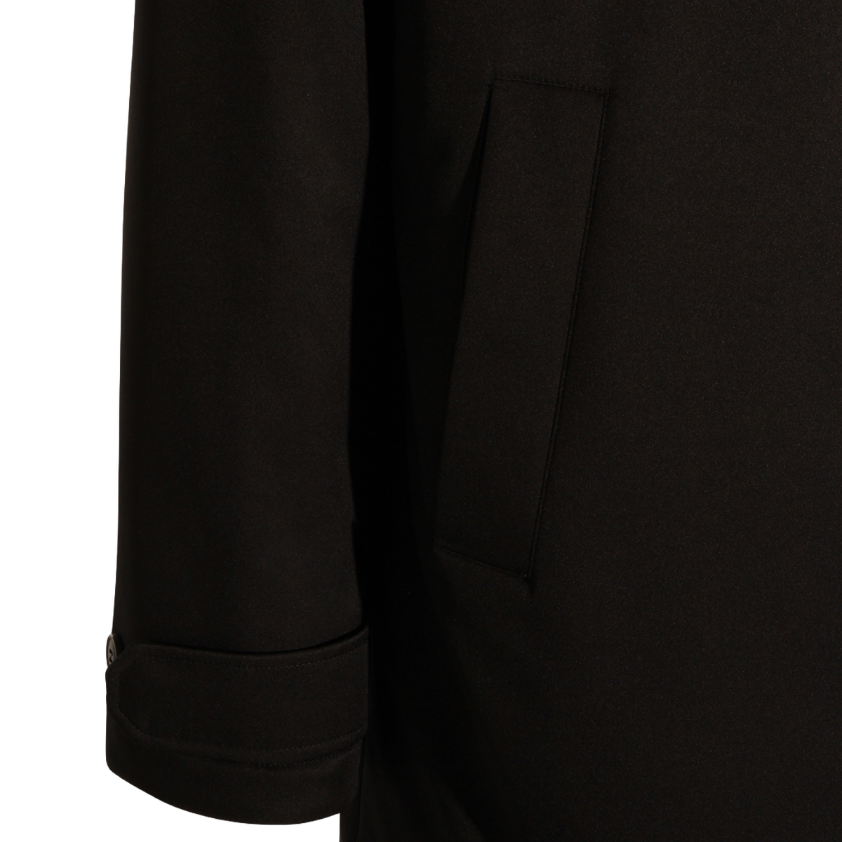 Zegna High-Collared Black Coat with Detachable Hood Zwart