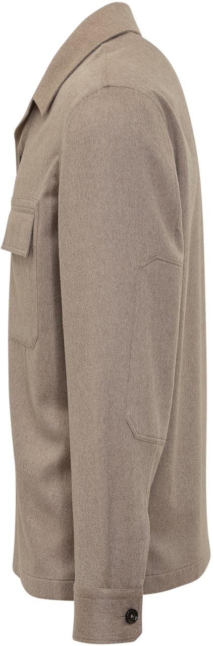 Zegna Overshirt Zegna Beige in Lana con Tasche Beige