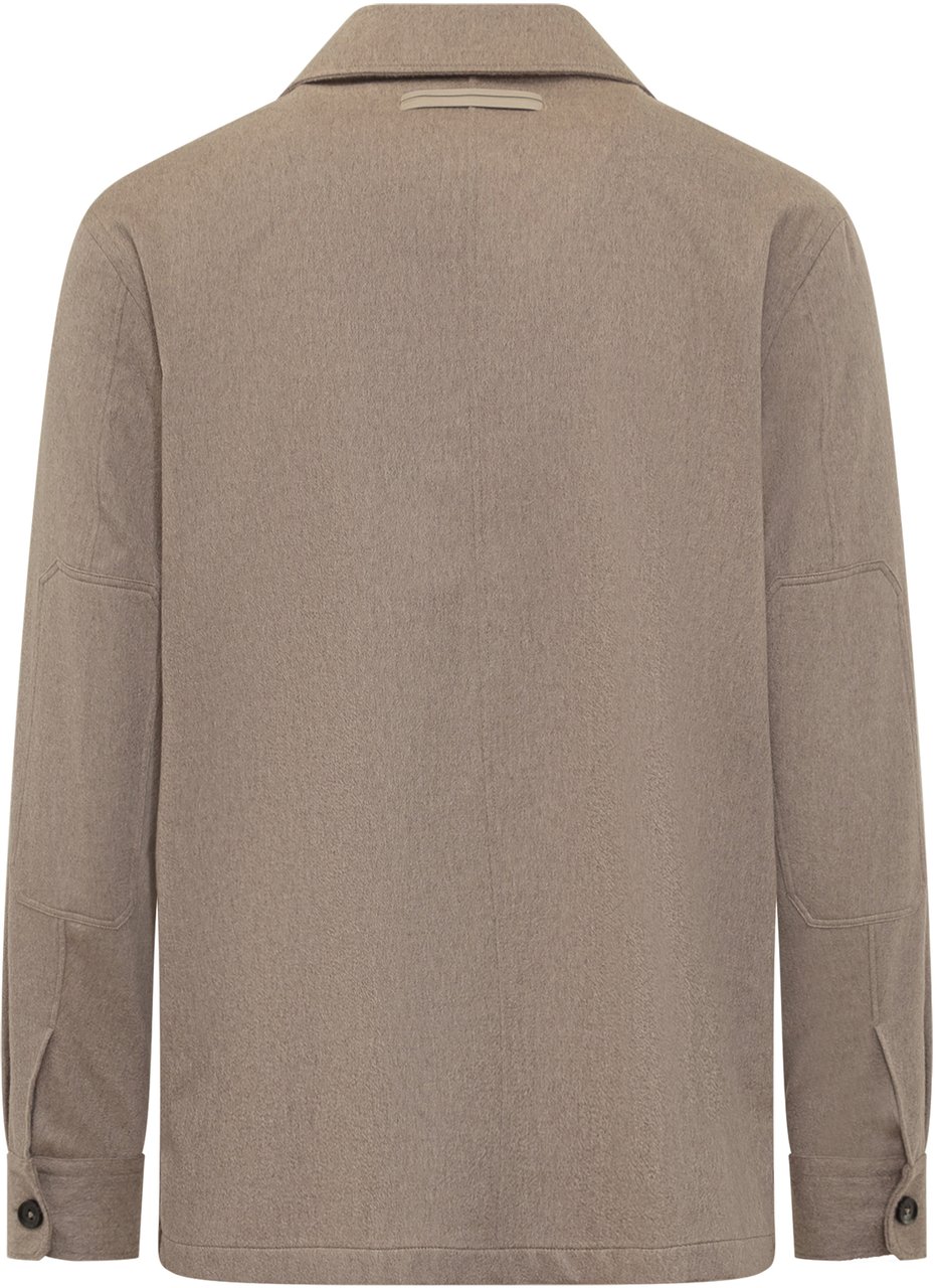 Zegna Overshirt Zegna Beige in Lana con Tasche Beige