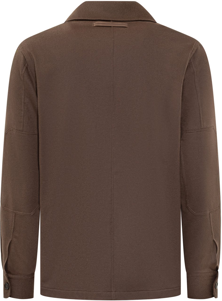 Zegna Overshirt in Lana Marrone Bruin
