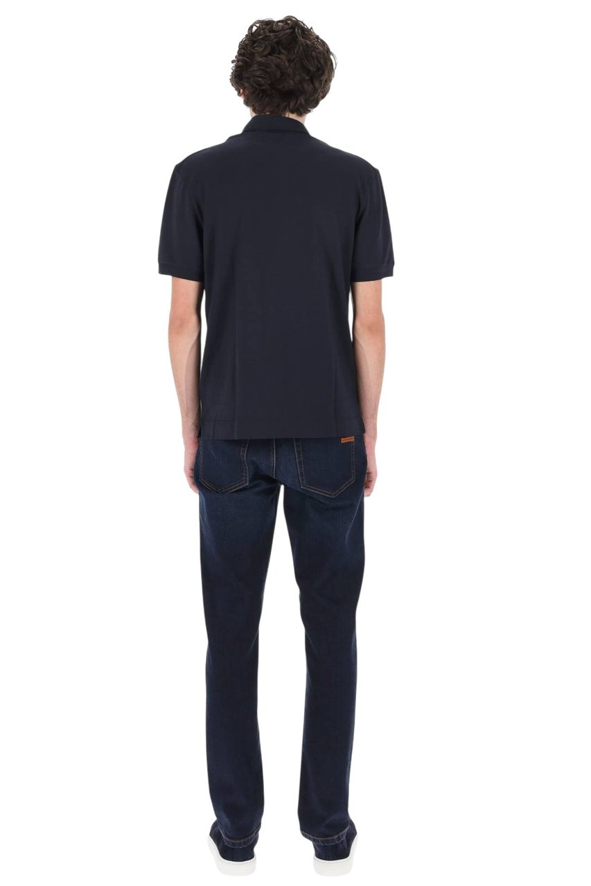 Zegna Cotton Mulberry Silk Blend Polo Shirt Zwart