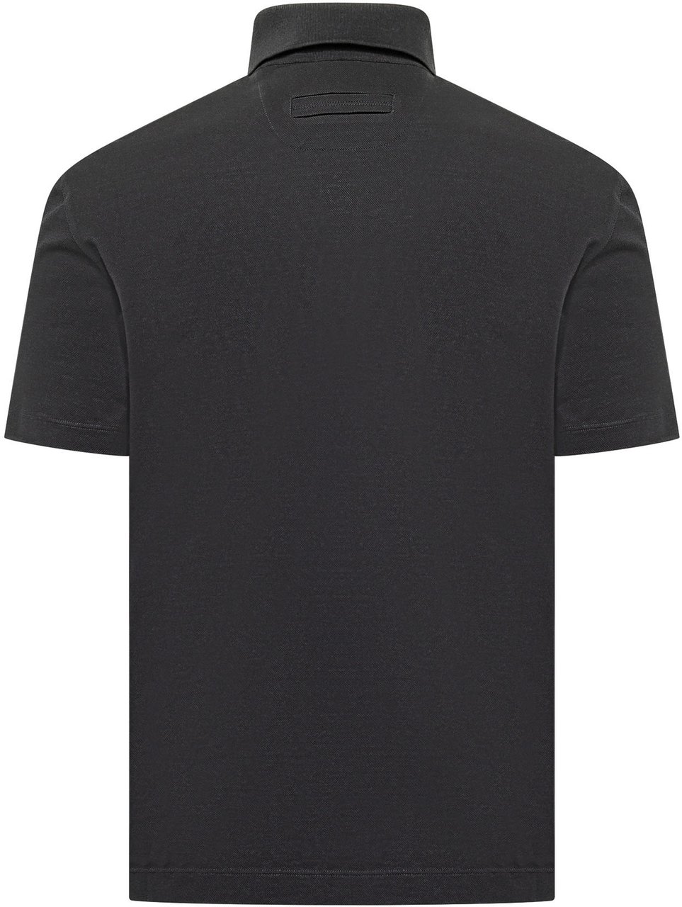 Zegna Polo a Maniche Corte con Colletto e Bottoni Donkergrijs