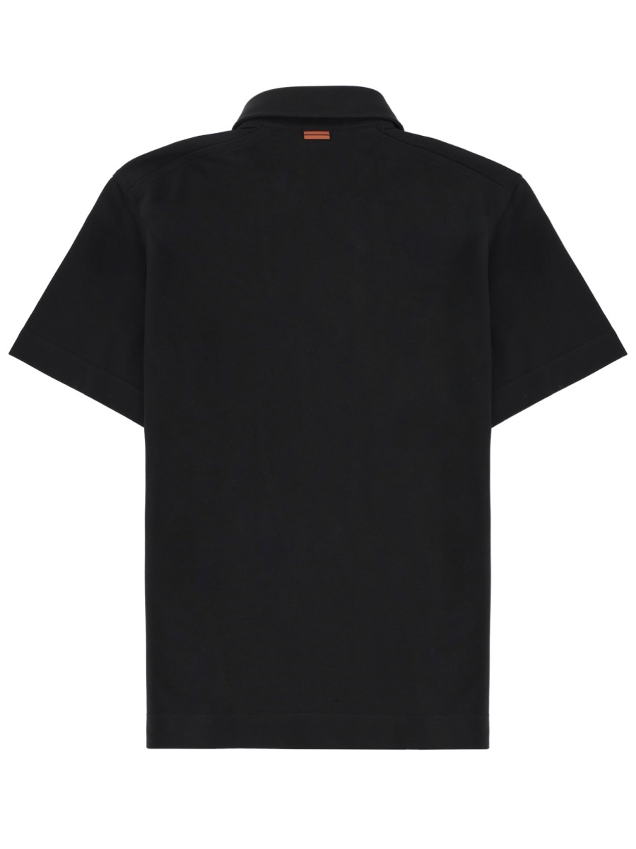 Zegna Regular Fit Cotton Subtle Pocket Polo Shirt Zwart