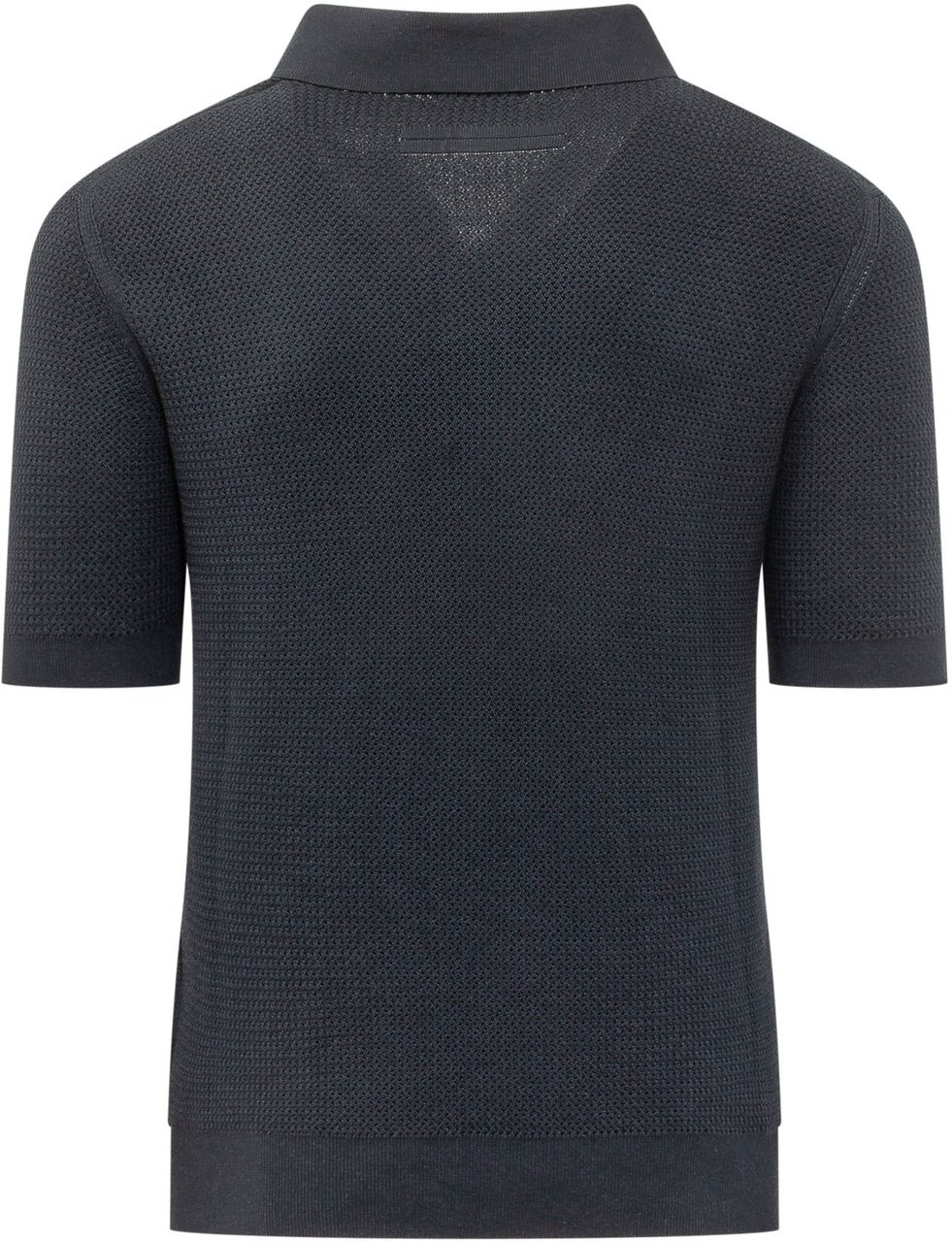 Zegna Polo in Maglia con Collo Aperto Navy