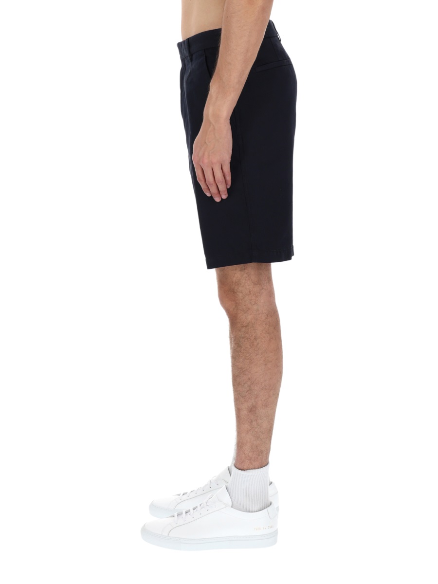 Zegna Neutrals Flat Front Cotton-Linen Shorts Zwart