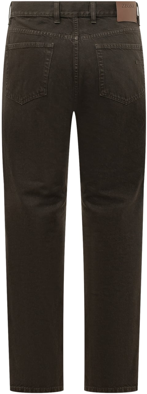 Zegna Pantaloni in Denim con Cinque Tasche Donkergrijs