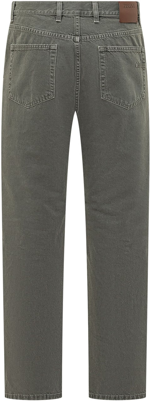 Zegna Pantalone Cinque Tasche a Gamba Dritta Donkergrijs