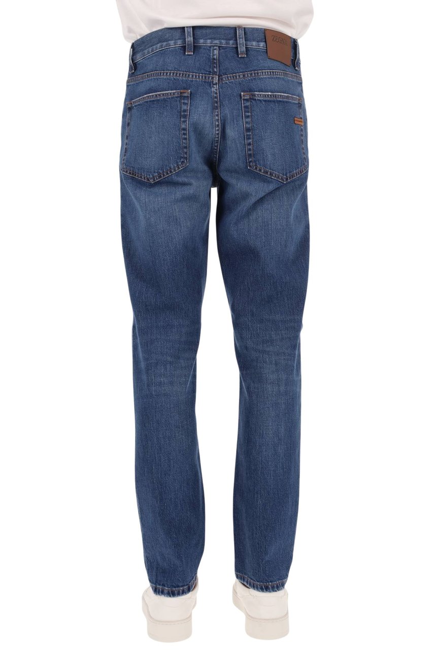 Zegna Classic Straight-Leg Jeans in Medium Blue Denim Wash Blauw