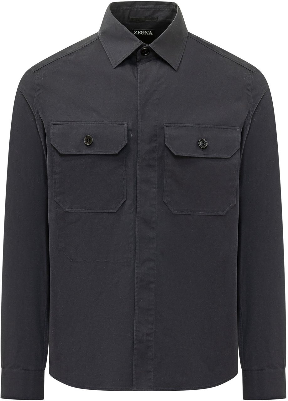 Zegna Overshirt con Tasche Applicate Donkergrijs