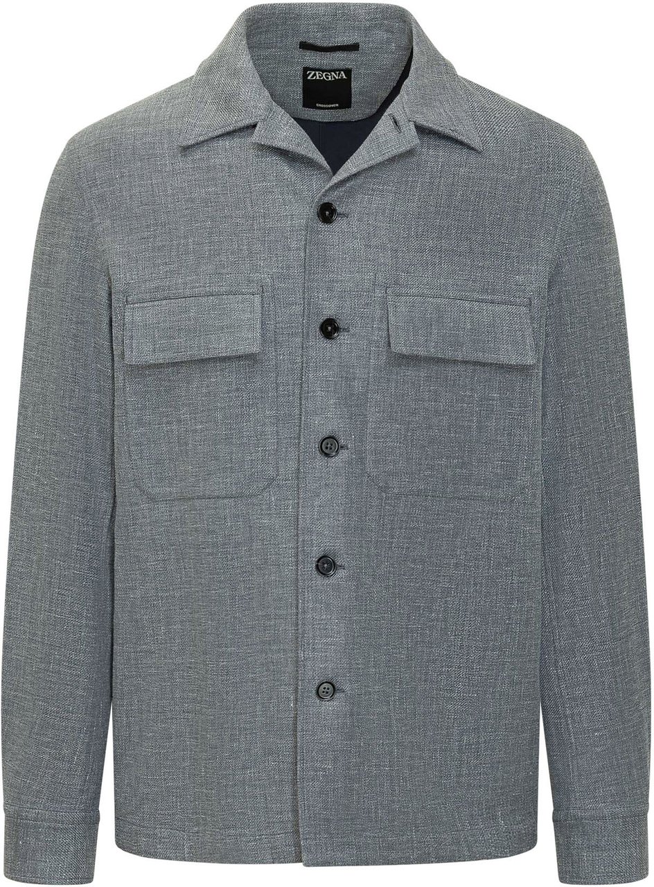 Zegna Giacca Camicia con Tasche Frontali Grijs
