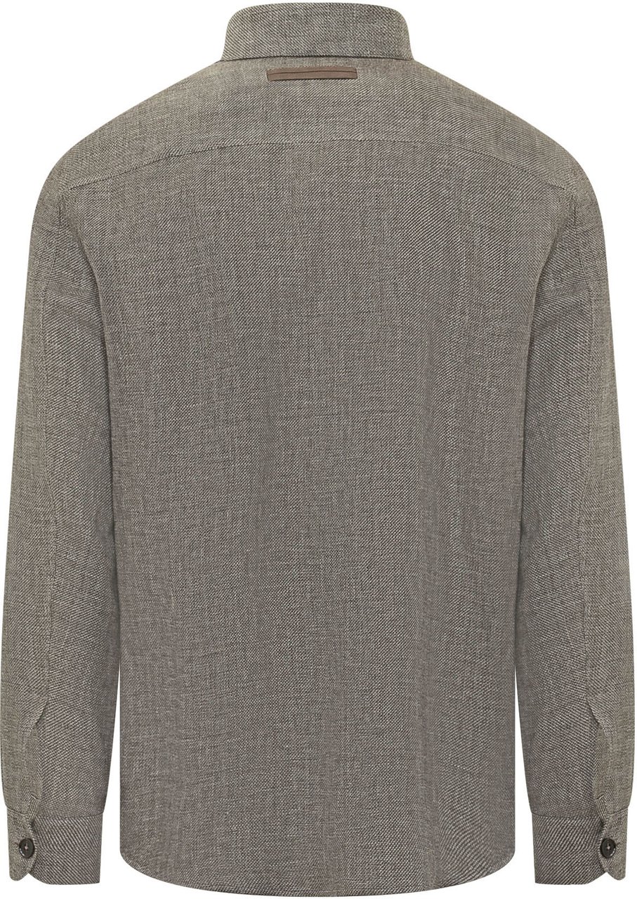 Zegna Camicia Overshirt a Maniche Lunghe con Bottoni Taupe