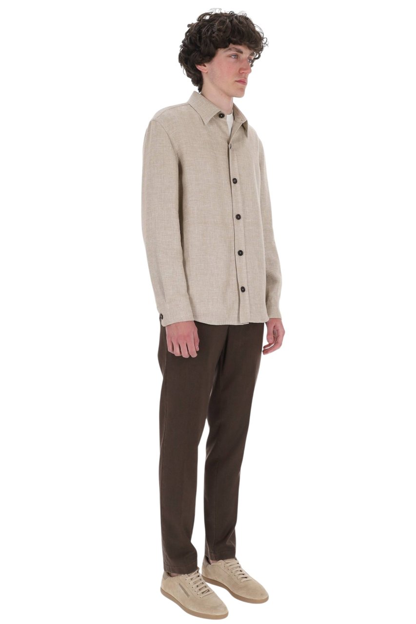 Zegna Cashmere-Linen-Silk Lightweight Layering Overshirt Neutraal