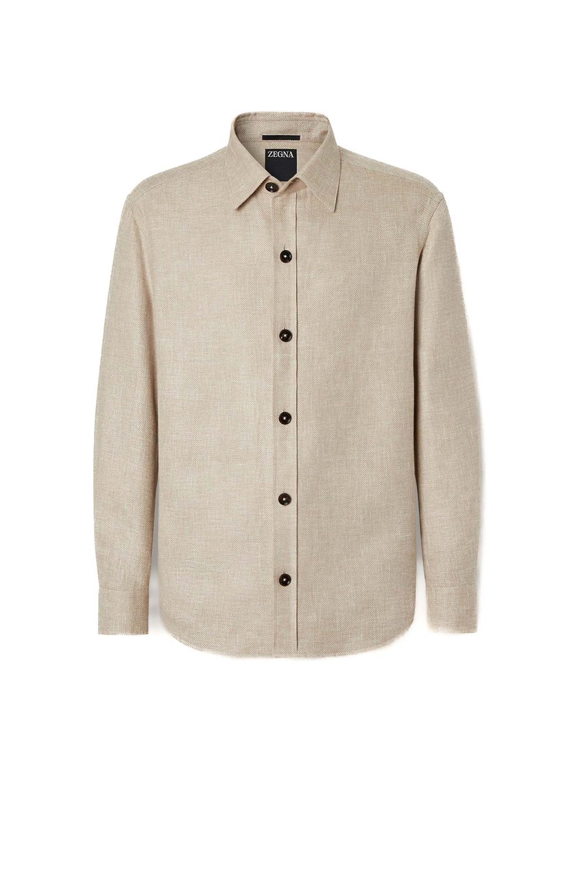 Zegna Cashmere-Linen-Silk Lightweight Layering Overshirt Neutraal