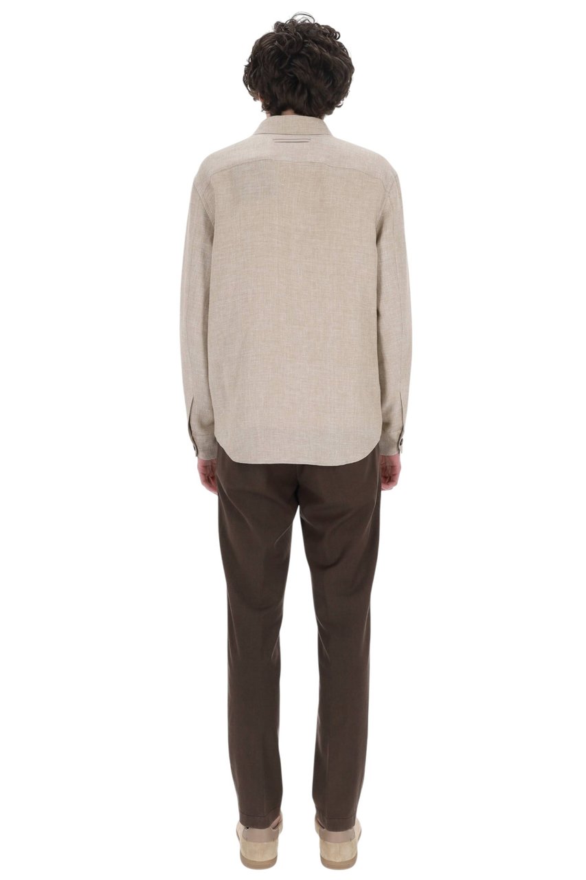 Zegna Cashmere-Linen-Silk Lightweight Layering Overshirt Neutraal