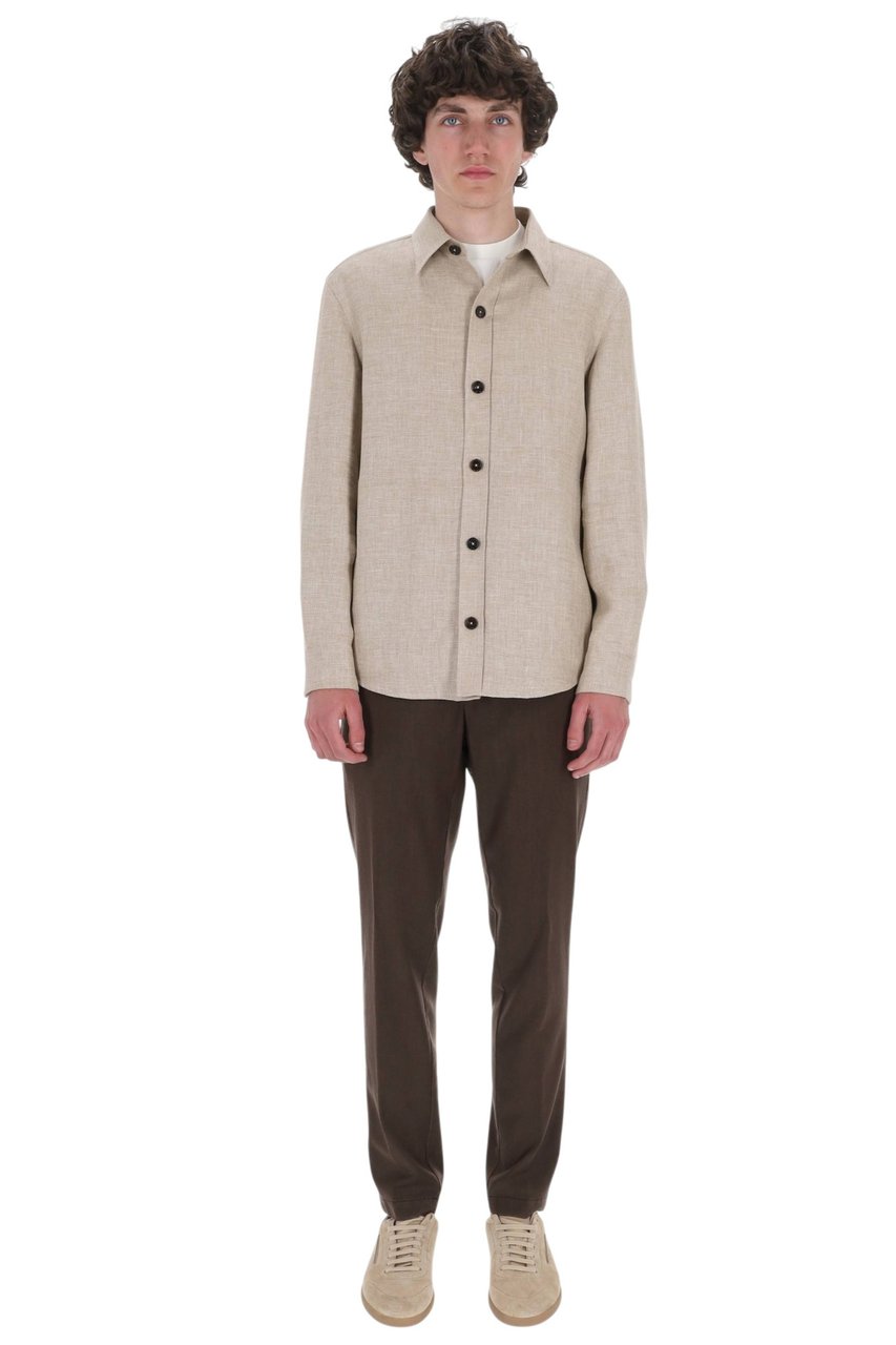 Zegna Cashmere-Linen-Silk Lightweight Layering Overshirt Neutraal