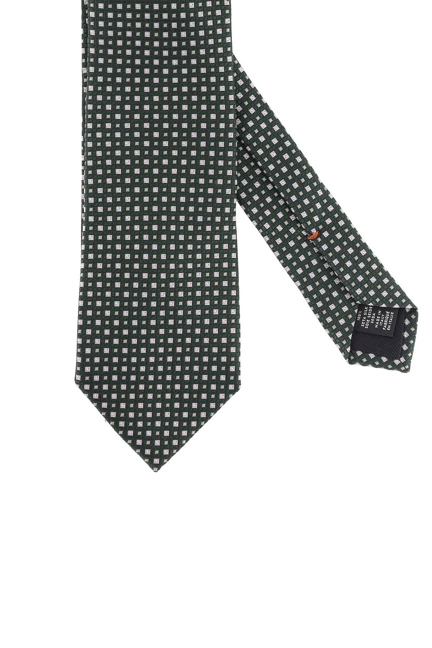 Zegna Micro-Pattern Pure Silk Tie Grijs