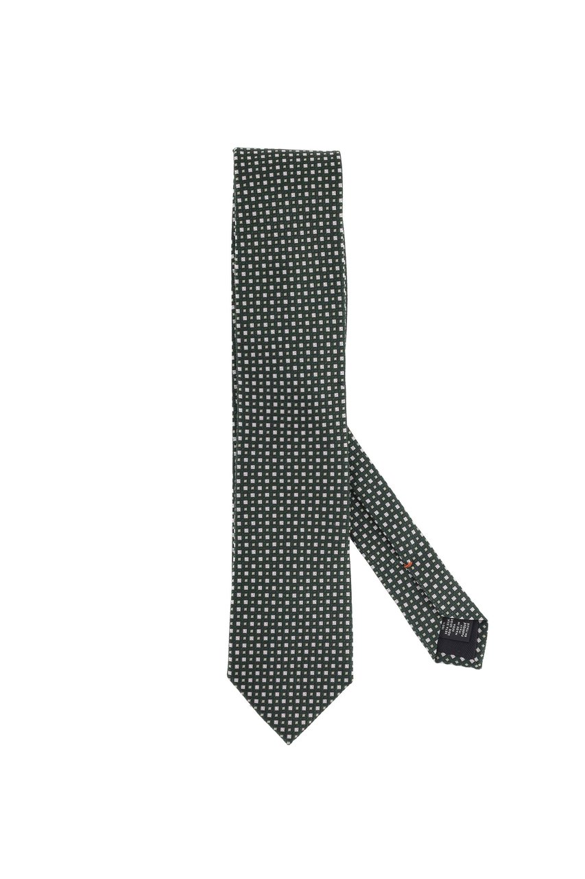 Zegna Micro-Pattern Pure Silk Tie Grijs