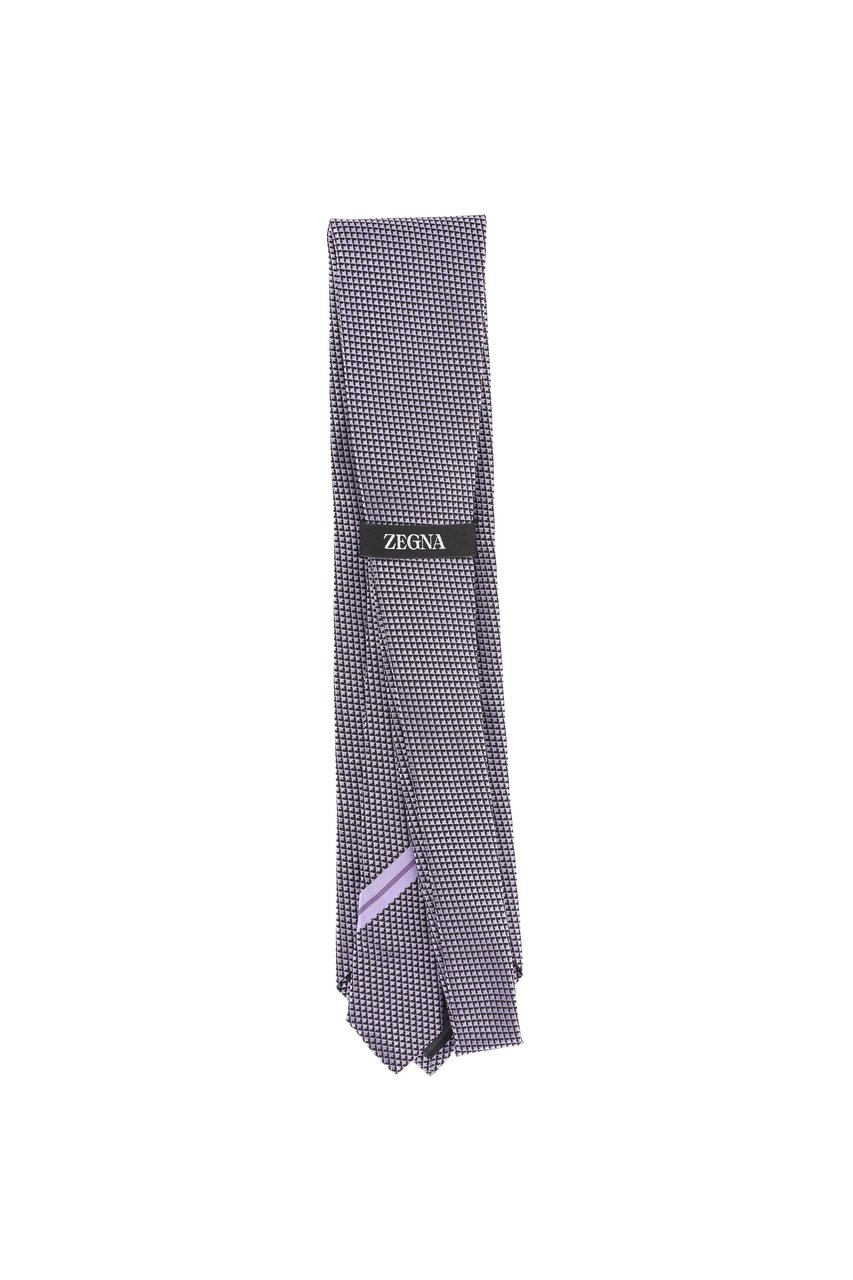 Zegna Pure Silk Micro Pattern Tie Grijs