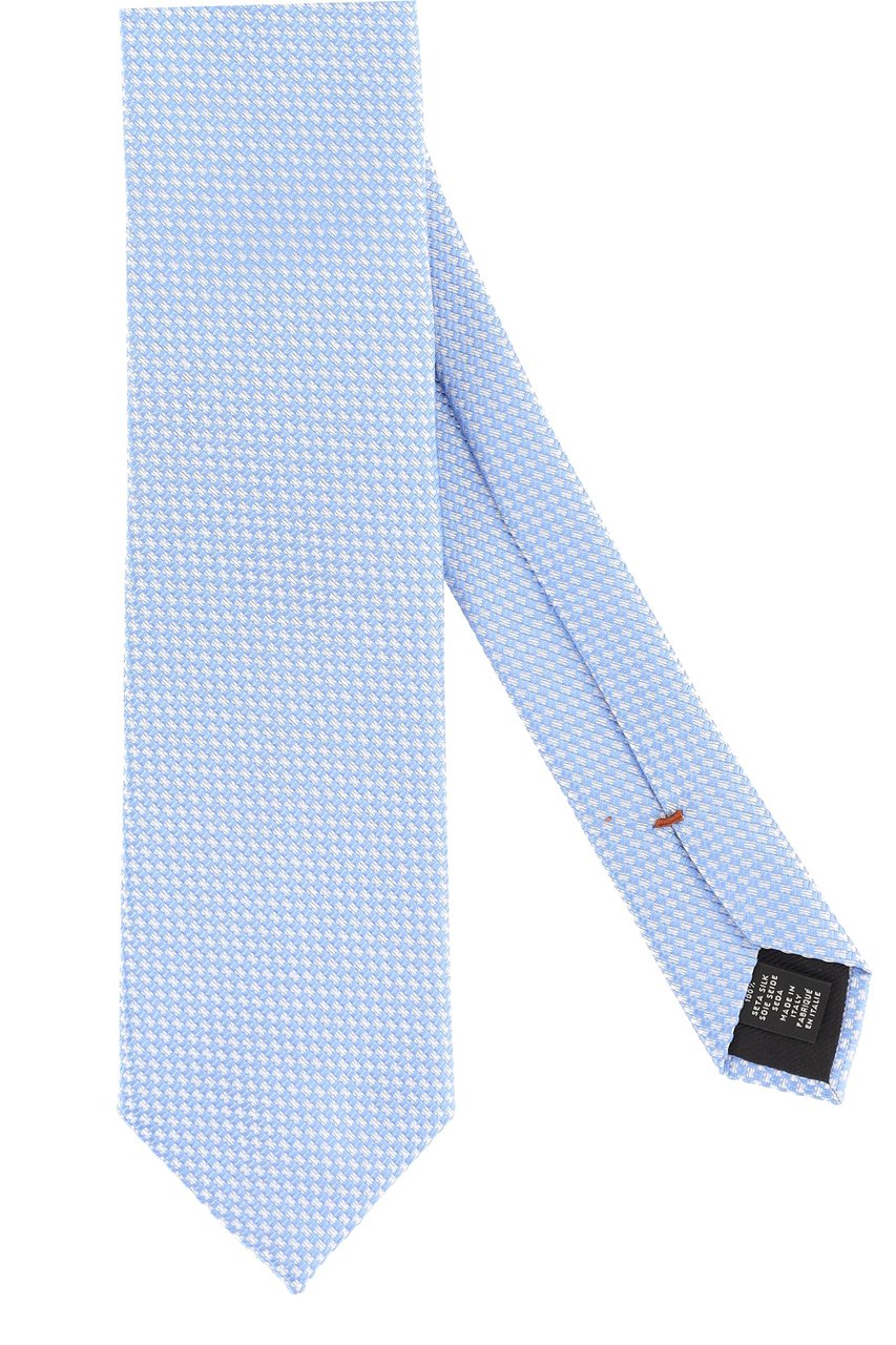 Zegna Pure Silk Textured Knit Tie Blauw