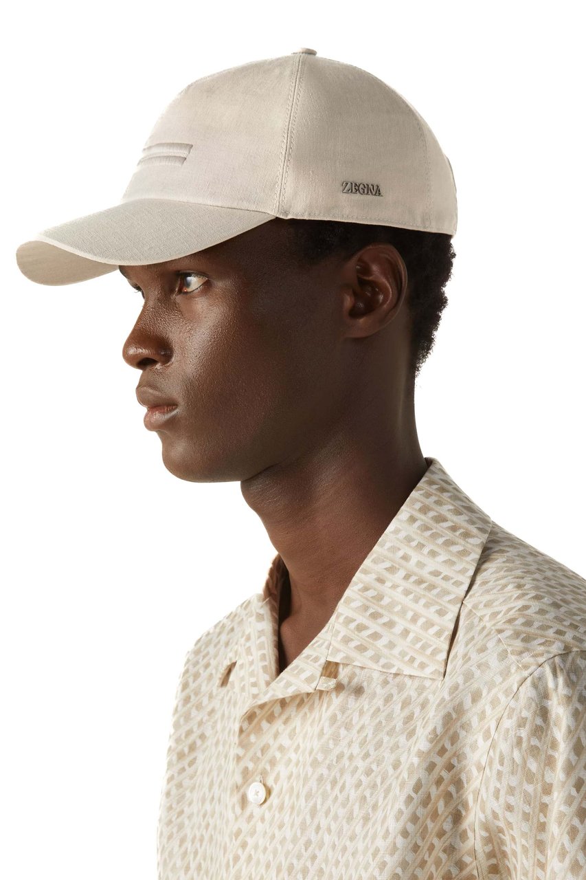 Zegna Ivory Oasi Lino Baseball Hat Grijs