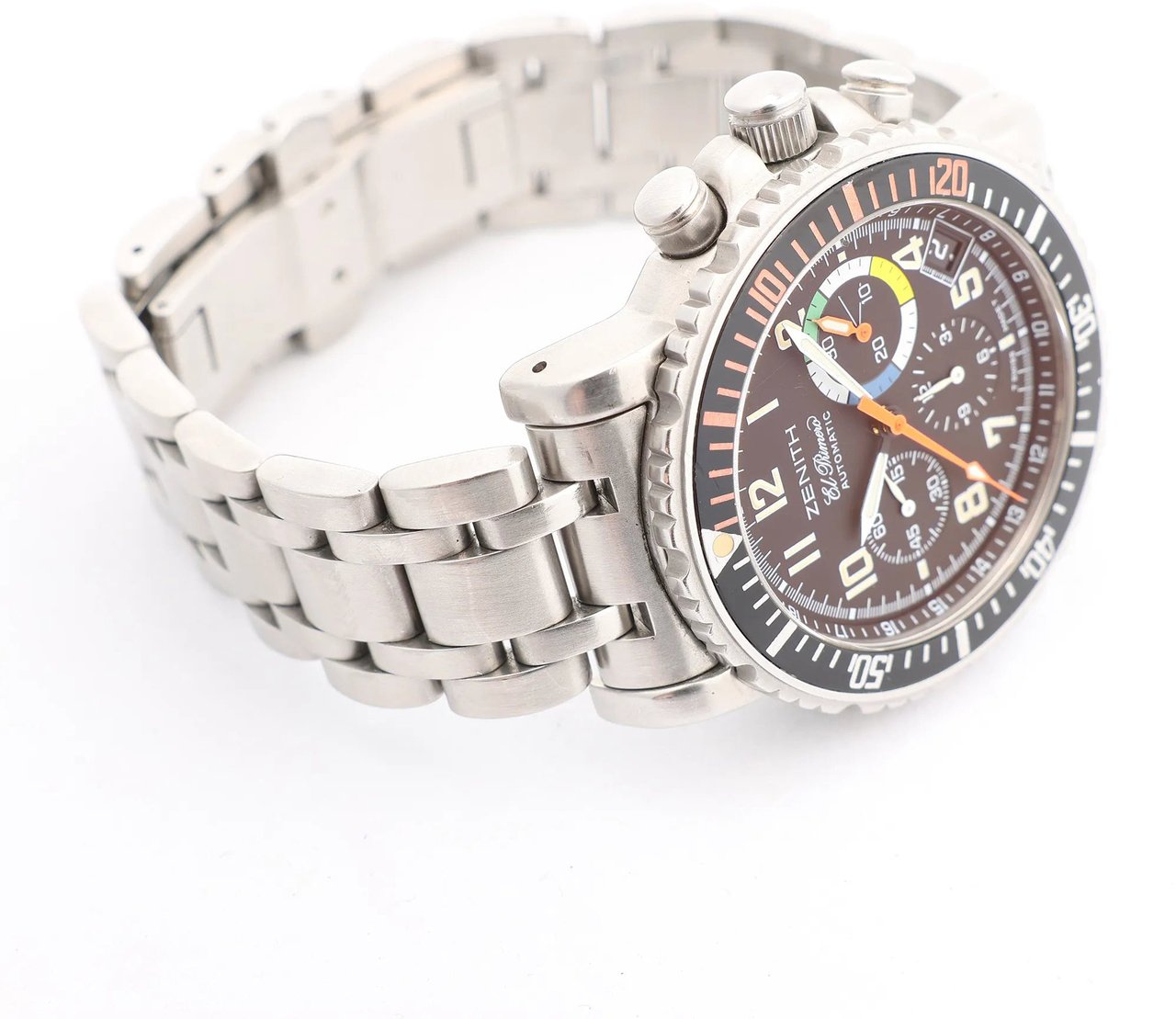 Zenith Zenith El Primero Rainbow Flyback 02.0480.405 SS AT Watch with Black Dial Zwart